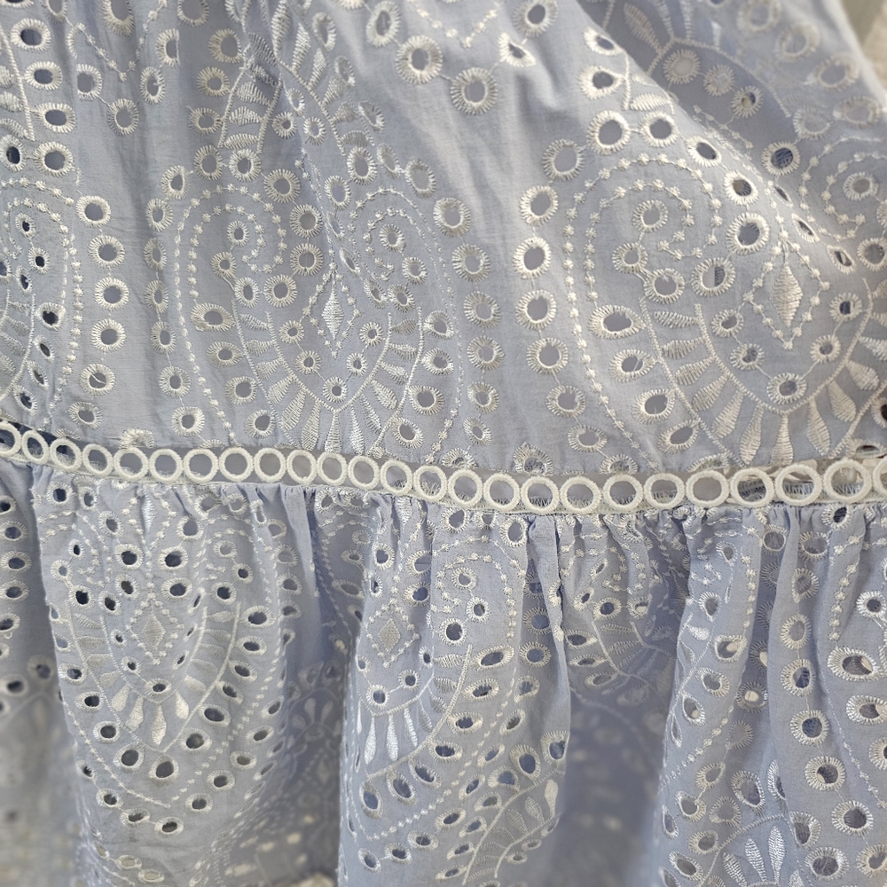 Karina Grimaldi Alba Eyelet Midi Dress Sky Blue Size S Summer Wedding Guest - Picture 14 of 16